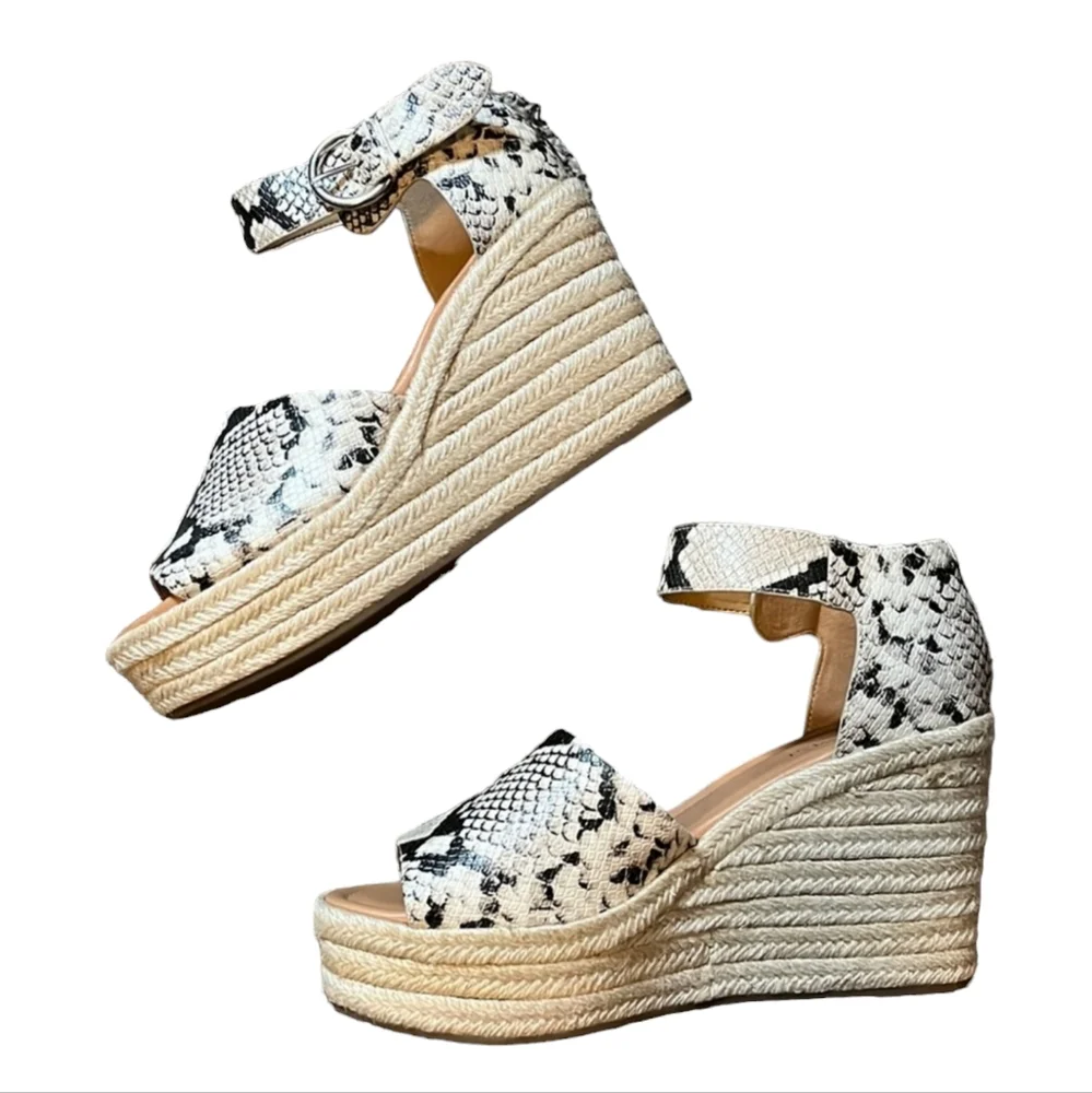 Nine West Adell Snake Espadrille Sandal Wedge Heel Size 7 M